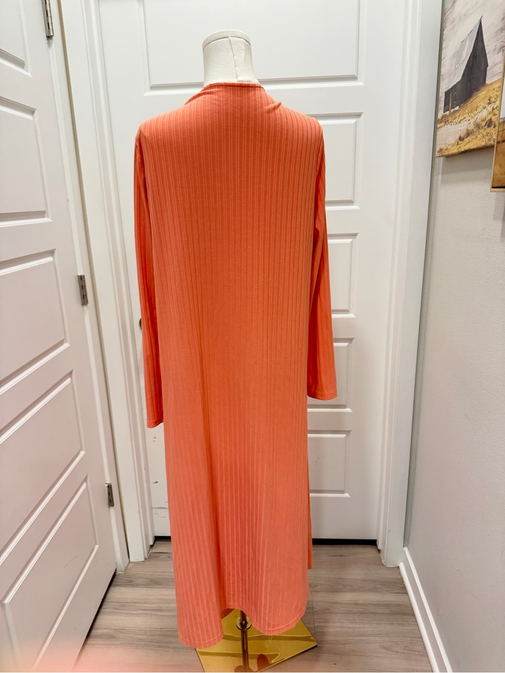 Two-Piece Ribbed Lounge Set in Bright Coral - Picture 4 of 6